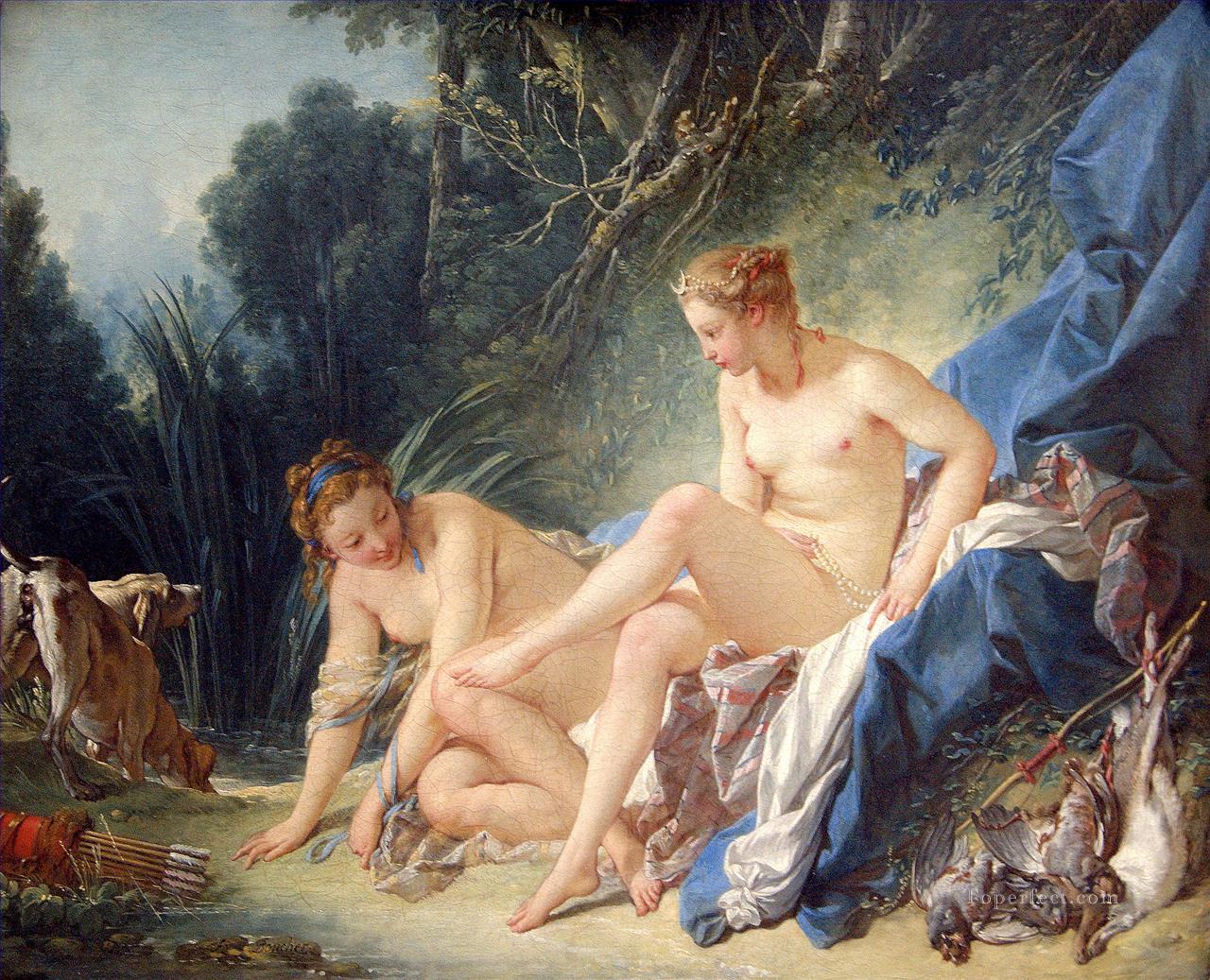 Diana getting out of her ba Francois Boucher Classic nude Oil Paintings